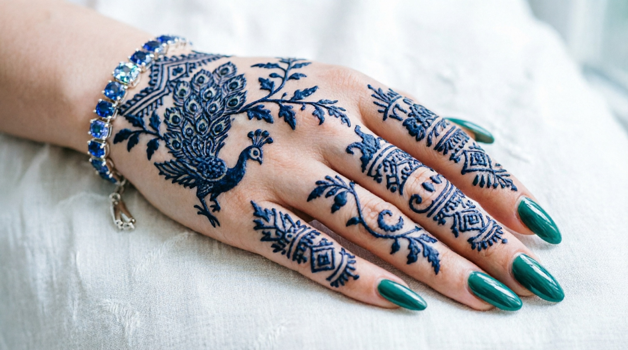 Intricate natural henna design